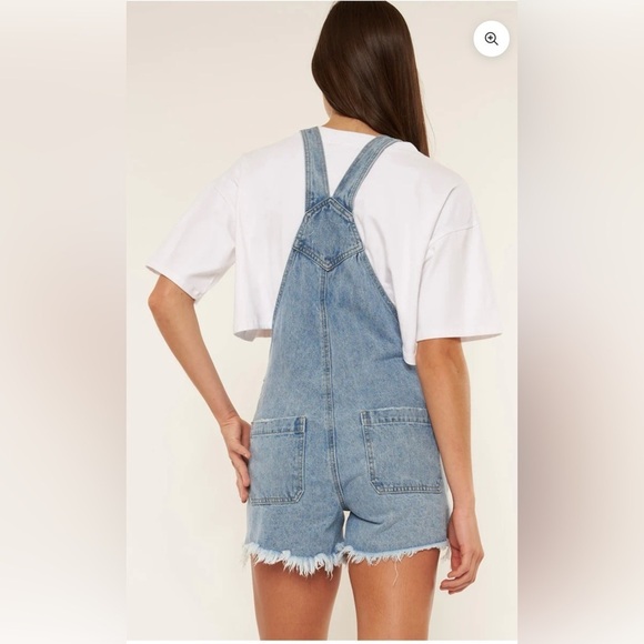 Nature Denim Veronica Overalls 100% cotton ripped Jean short overalls size:M - Picture 4 of 17